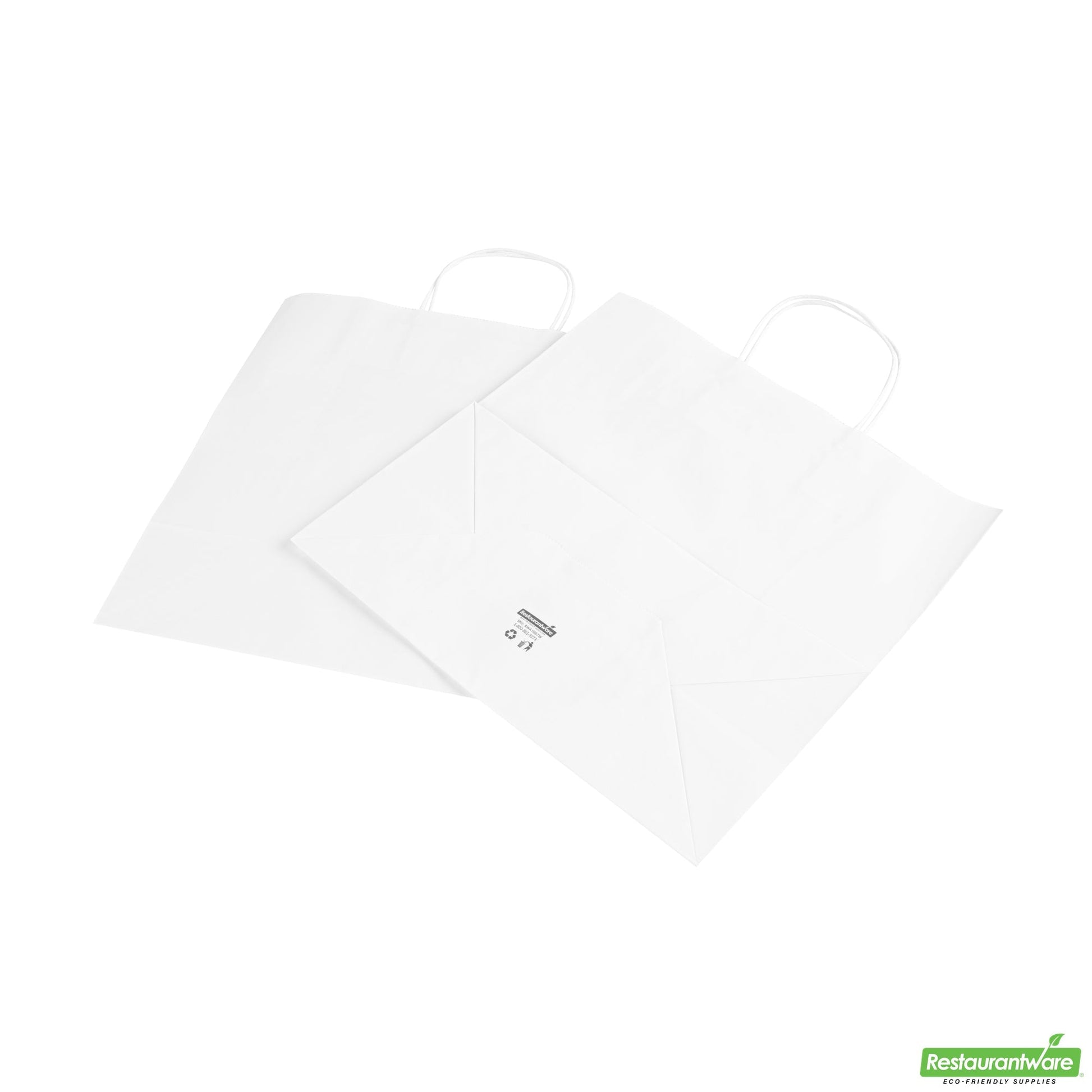 Wholesale Restaurantware Saving Nature White Paper Retail Bag - with Handles - 12 1/2" X 6 1/4" X 12 1/4" - 100 Count Box- Bulk