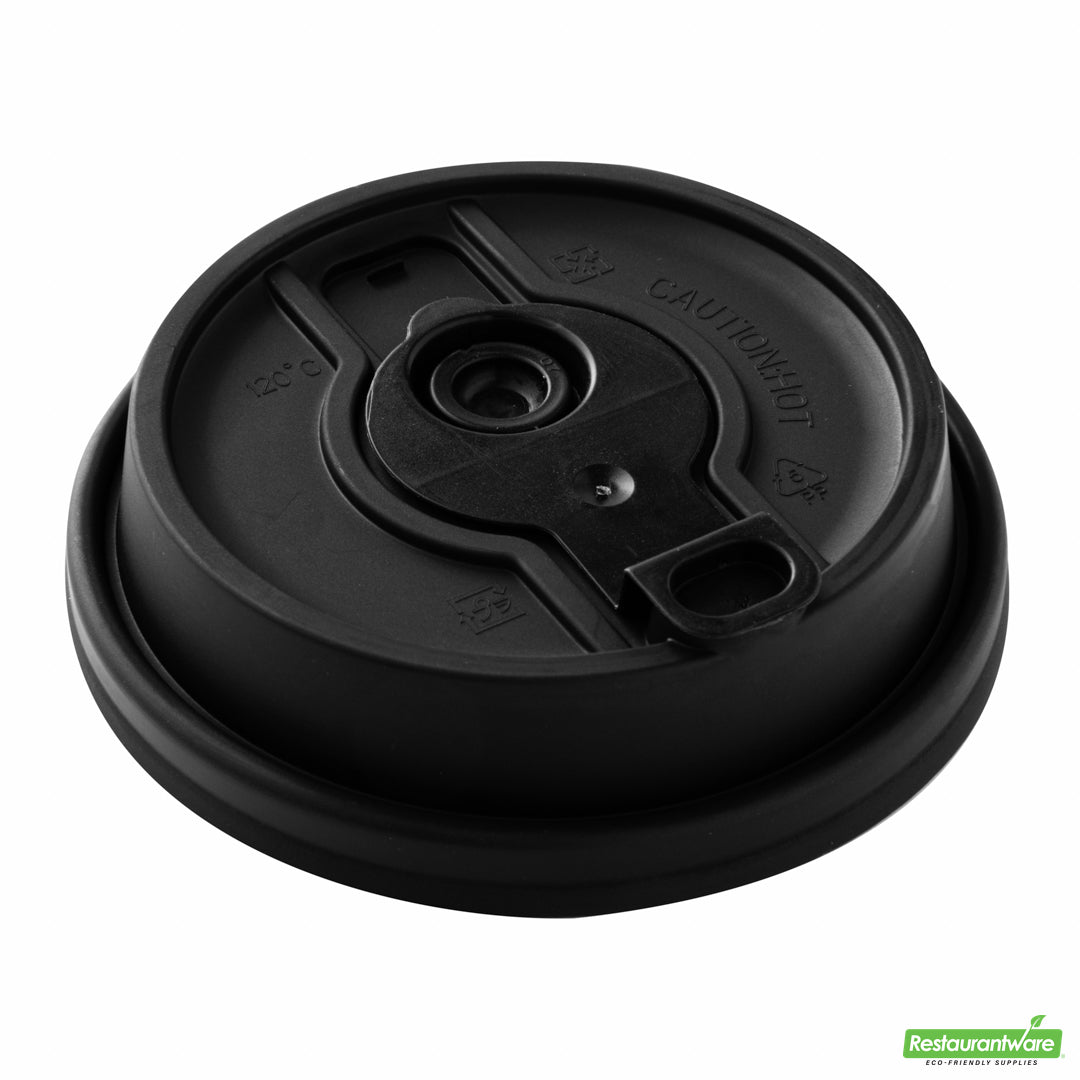 Wholesale Restaurantware Restpresso Black Plastic 2-in-1 Straw or Sippy Coffee Cup Lid - with Detachable Double Plug, Fits 8, 12, 16 and 20 oz- Bulk