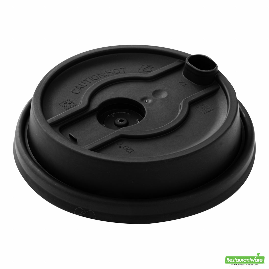 Wholesale Restaurantware Restpresso Black Plastic 2-in-1 Straw or Sippy Coffee Cup Lid - with Detachable Double Plug, Fits 8, 12, 16 and 20 oz- Bulk