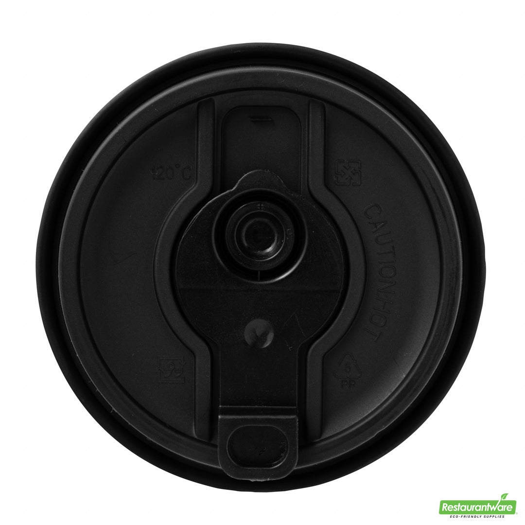 Wholesale Restaurantware Restpresso Black Plastic 2-in-1 Straw or Sippy Coffee Cup Lid - with Detachable Double Plug, Fits 8, 12, 16 and 20 oz- Bulk