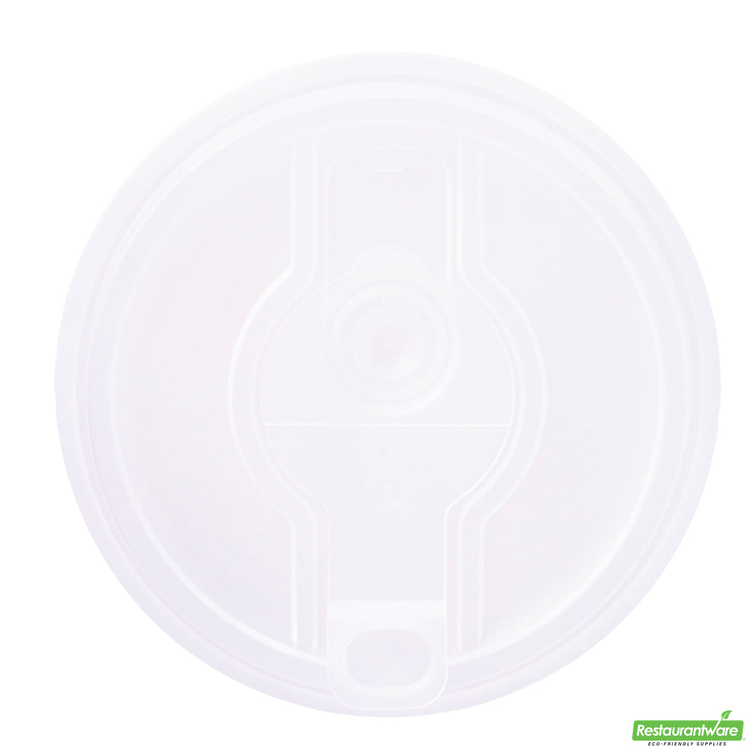 Wholesale Restaurantware Restpresso Clear Plastic 2-in-1 Straw or Sippy Coffee Cup Lid - with Detachable Double Plug, Fits 8, 12, 16 and 20 oz- Bulk