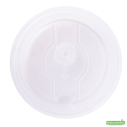 Wholesale Restaurantware Restpresso Clear Plastic 2-in-1 Straw or Sippy Coffee Cup Lid - with Detachable Double Plug, Fits 8, 12, 16 and 20 oz- Bulk
