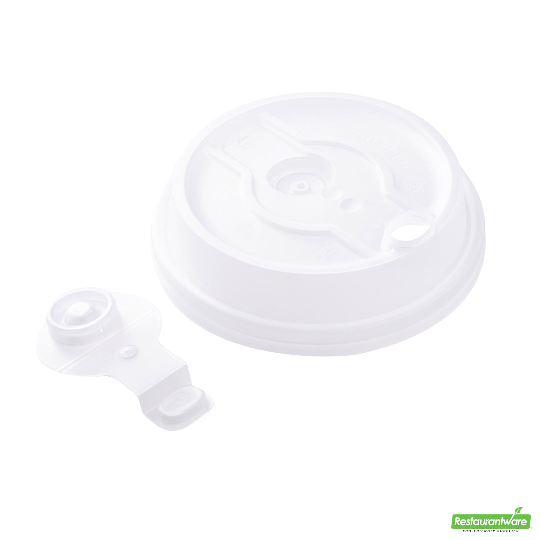 Wholesale Restaurantware Restpresso Clear Plastic 2-in-1 Straw or Sippy Coffee Cup Lid - with Detachable Double Plug, Fits 8, 12, 16 and 20 oz- Bulk
