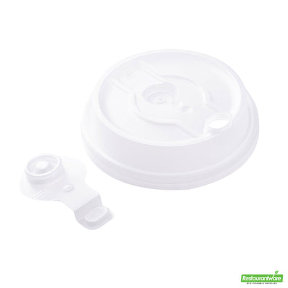 Wholesale Restaurantware Restpresso Clear Plastic 2-in-1 Straw or Sippy Coffee Cup Lid - with Detachable Double Plug, Fits 8, 12, 16 and 20 oz- Bulk