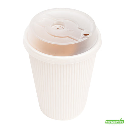 Wholesale Restaurantware Restpresso Clear Plastic 2-in-1 Straw or Sippy Coffee Cup Lid - with Detachable Double Plug, Fits 8, 12, 16 and 20 oz- Bulk