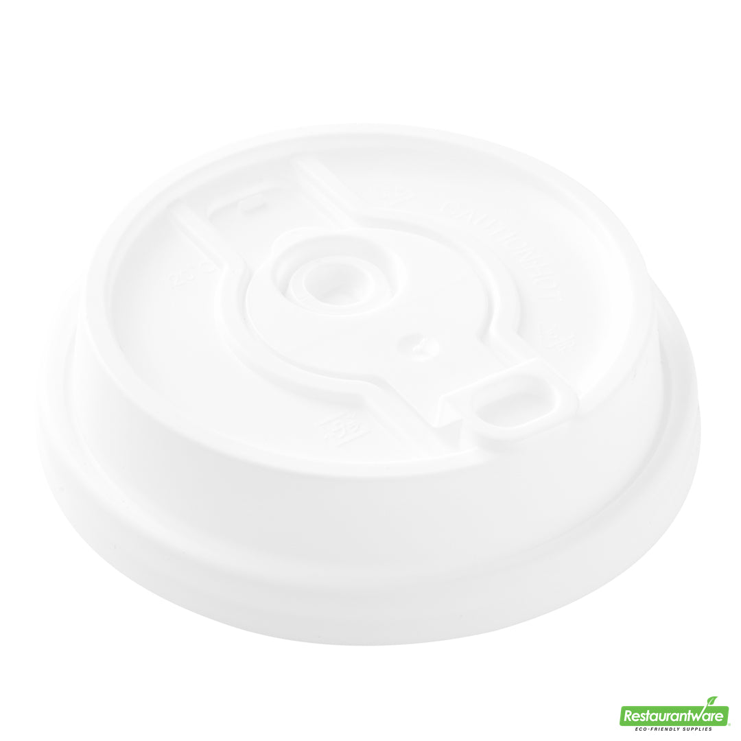 Wholesale Restaurantware Restpresso White Plastic 2-in-1 Straw or Sippy Coffee Cup Lid - with Detachable Double Plug, Fits 8, 12, 16 and 20 oz- Bulk