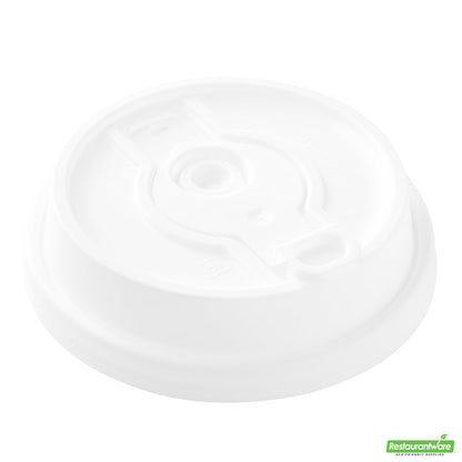 Wholesale Restaurantware Restpresso White Plastic 2-in-1 Straw or Sippy Coffee Cup Lid - with Detachable Double Plug, Fits 8, 12, 16 and 20 oz- Bulk