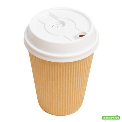 Wholesale Restaurantware Restpresso White Plastic 2-in-1 Straw or Sippy Coffee Cup Lid - with Detachable Double Plug, Fits 8, 12, 16 and 20 oz- Bulk