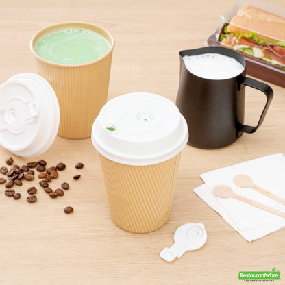 Wholesale Restaurantware Restpresso White Plastic 2-in-1 Straw or Sippy Coffee Cup Lid - with Detachable Double Plug, Fits 8, 12, 16 and 20 oz- Bulk