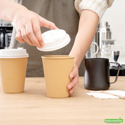Wholesale Restaurantware Restpresso White Plastic 2-in-1 Straw or Sippy Coffee Cup Lid - with Detachable Double Plug, Fits 8, 12, 16 and 20 oz- Bulk