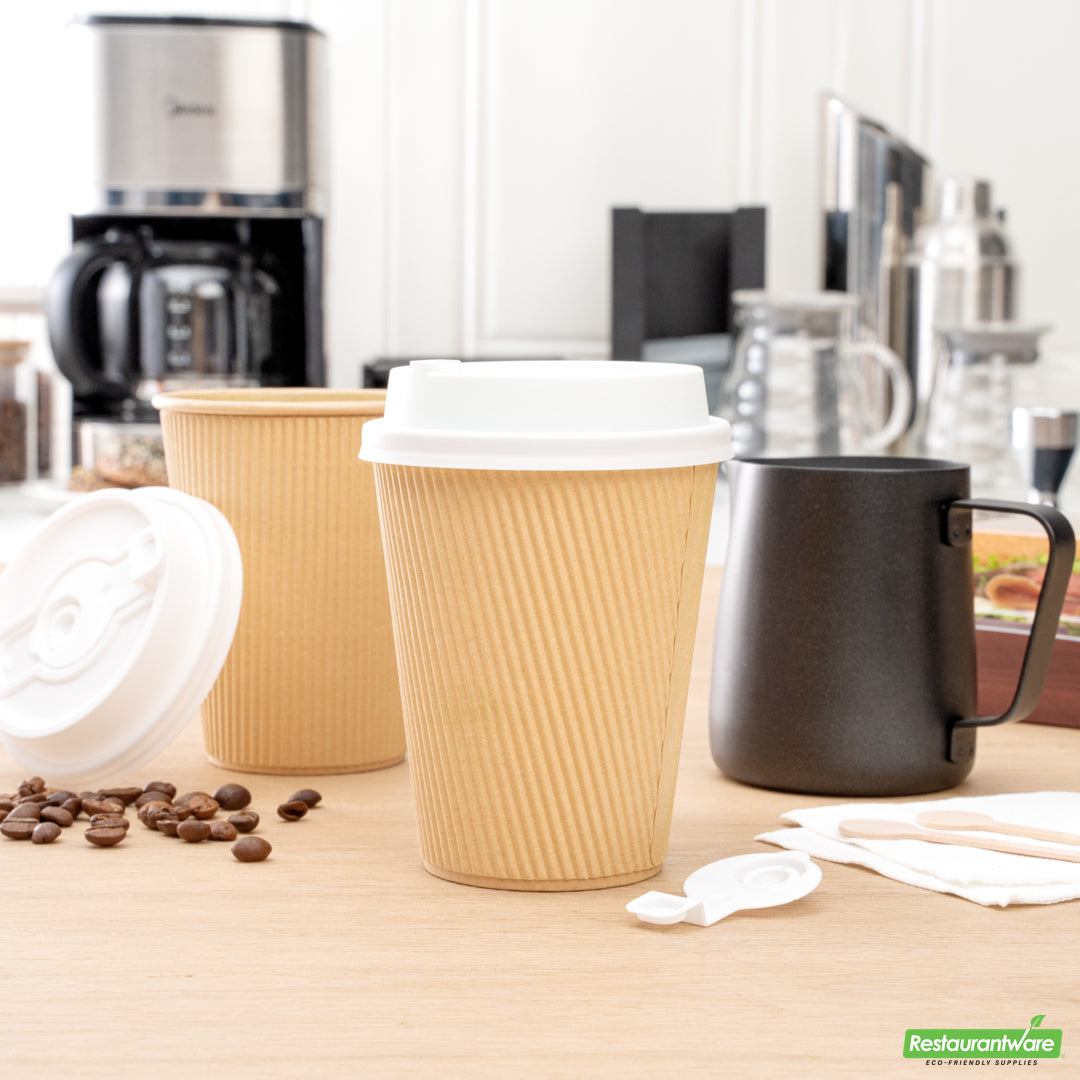 Wholesale Restaurantware Restpresso White Plastic 2-in-1 Straw or Sippy Coffee Cup Lid - with Detachable Double Plug, Fits 8, 12, 16 and 20 oz- Bulk