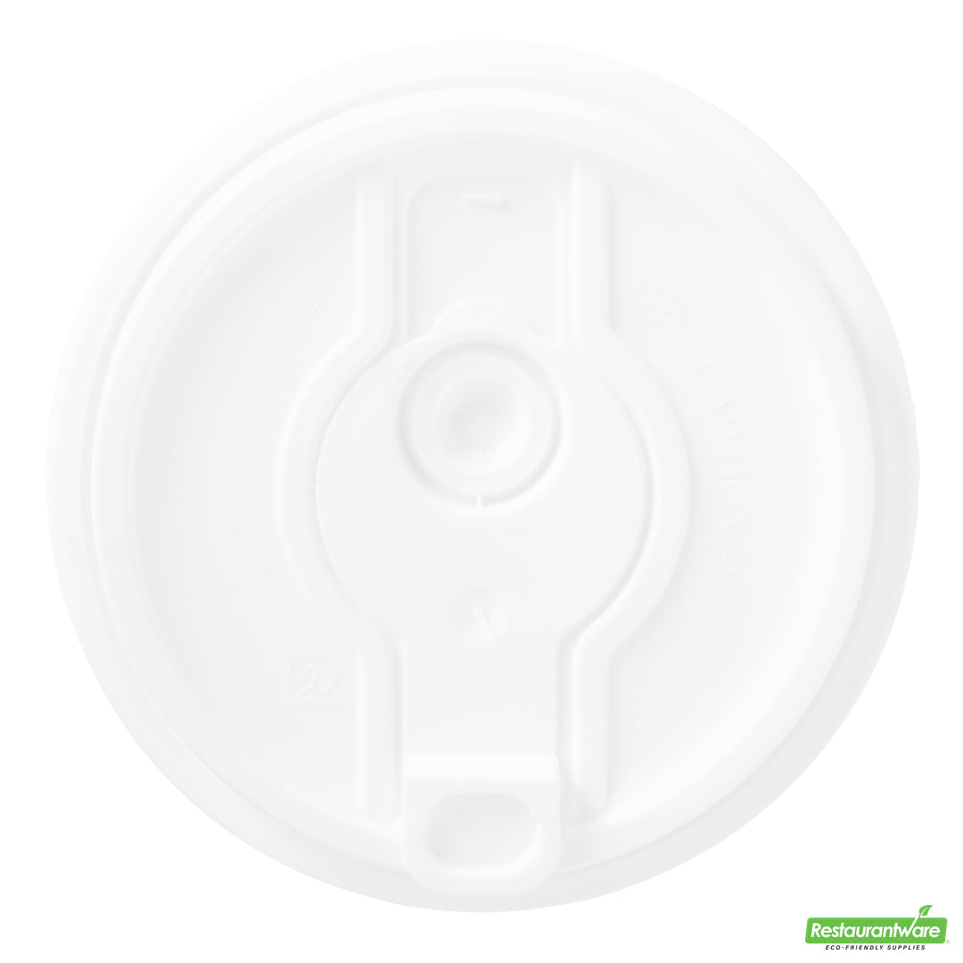 Wholesale Restaurantware Restpresso White Plastic 2-in-1 Straw or Sippy Coffee Cup Lid - with Detachable Double Plug, Fits 8, 12, 16 and 20 oz- Bulk