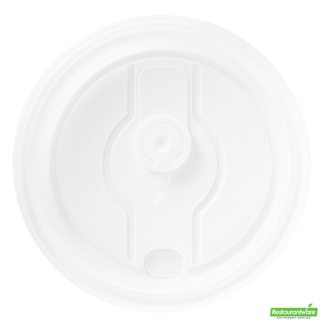 Wholesale Restaurantware Restpresso White Plastic 2-in-1 Straw or Sippy Coffee Cup Lid - with Detachable Double Plug, Fits 8, 12, 16 and 20 oz- Bulk
