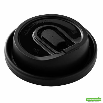 Wholesale Restaurantware Restpresso Black Plastic Coffee Cup Lid - with Detachable Plug, Fits 8, 12, 16 and 20 Oz- Bulk
