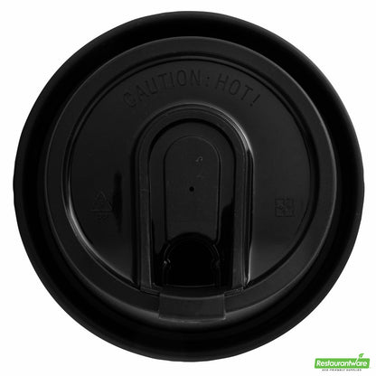 Wholesale Restaurantware Restpresso Black Plastic Coffee Cup Lid - with Detachable Plug, Fits 8, 12, 16 and 20 Oz- Bulk