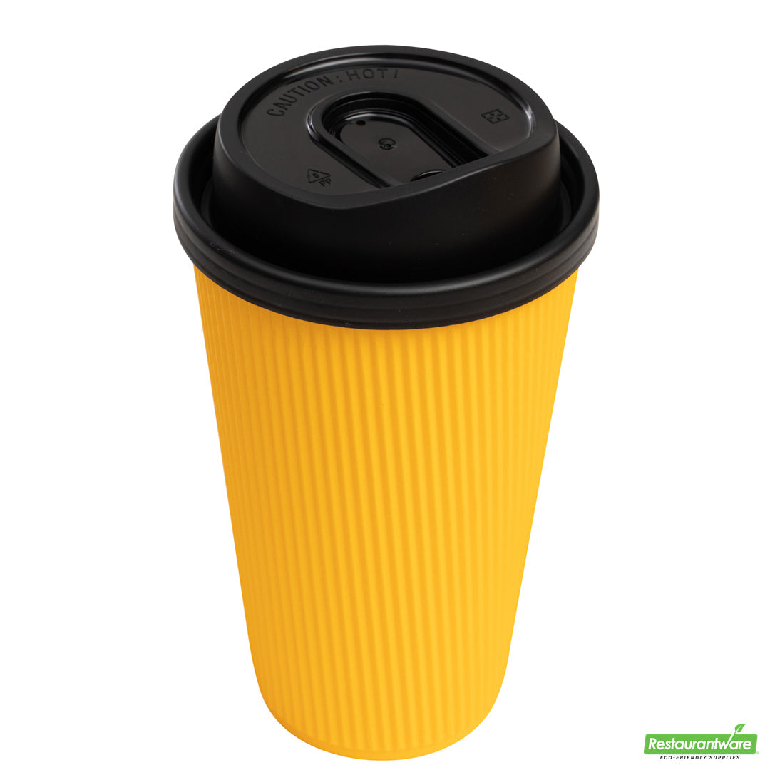 Wholesale Restaurantware Restpresso Black Plastic Coffee Cup Lid - with Detachable Plug, Fits 8, 12, 16 and 20 Oz- Bulk