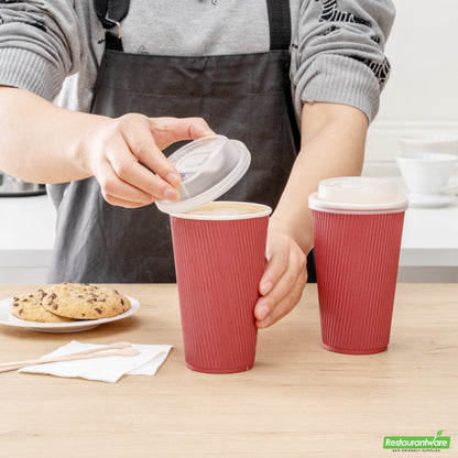 Wholesale Restaurantware Restpresso Clear Plastic Coffee Cup Lid - with Detachable Plug, Fits 8, 12, 16 and 20 Oz- Bulk