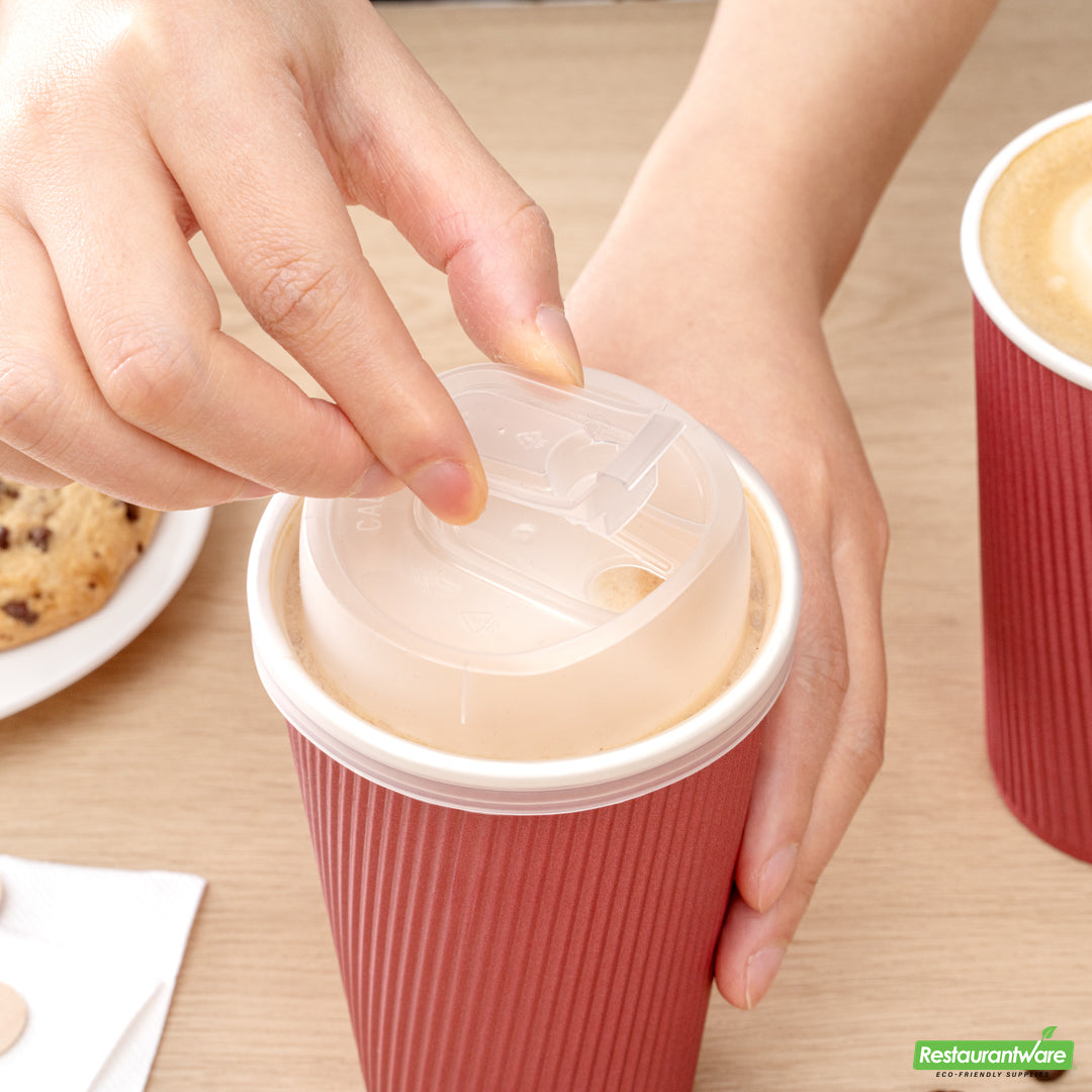 Wholesale Restaurantware Restpresso Clear Plastic Coffee Cup Lid - with Detachable Plug, Fits 8, 12, 16 and 20 Oz- Bulk