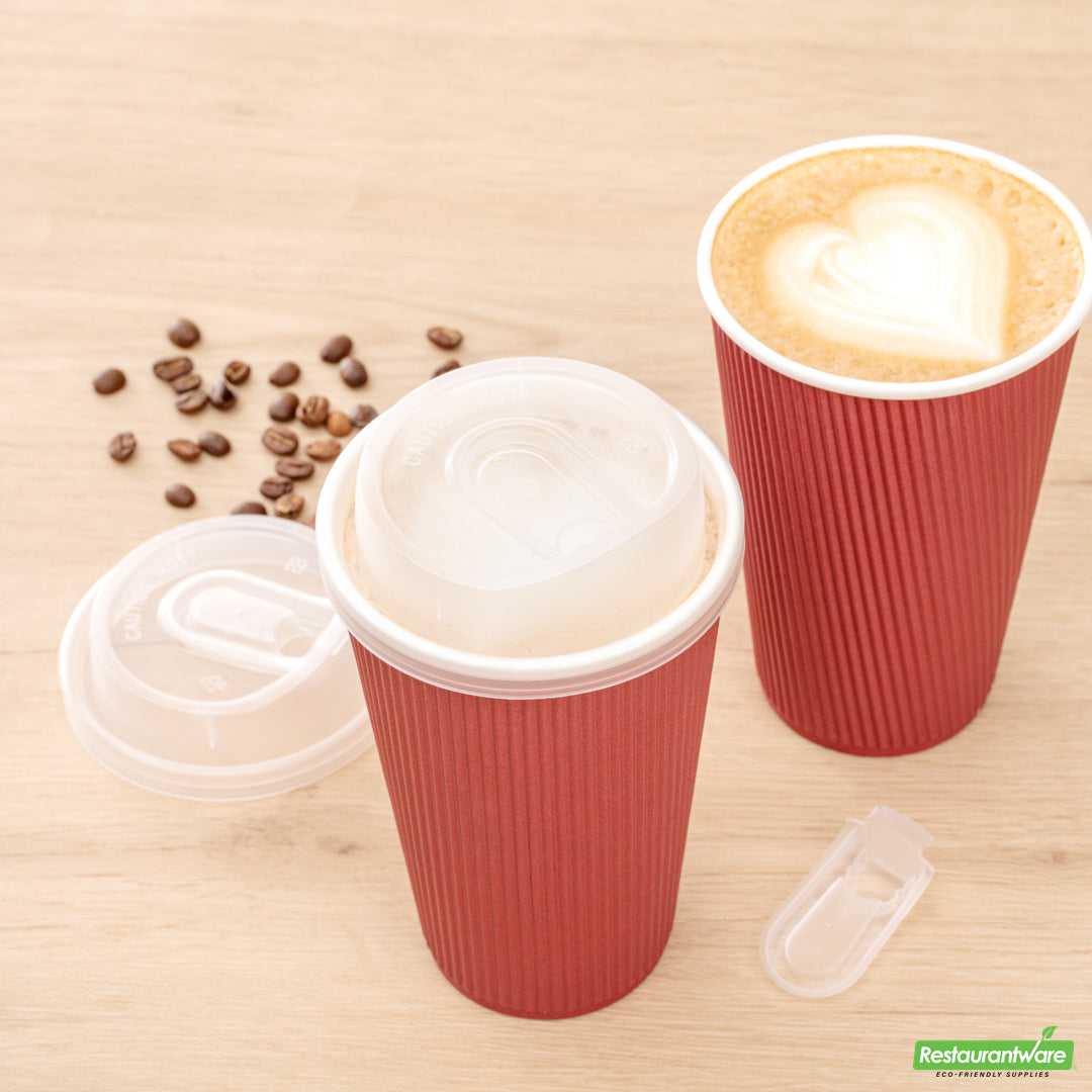 Wholesale Restaurantware Restpresso Clear Plastic Coffee Cup Lid - with Detachable Plug, Fits 8, 12, 16 and 20 Oz- Bulk