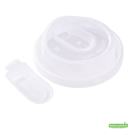 Wholesale Restaurantware Restpresso Clear Plastic Coffee Cup Lid - with Detachable Plug, Fits 8, 12, 16 and 20 Oz- Bulk