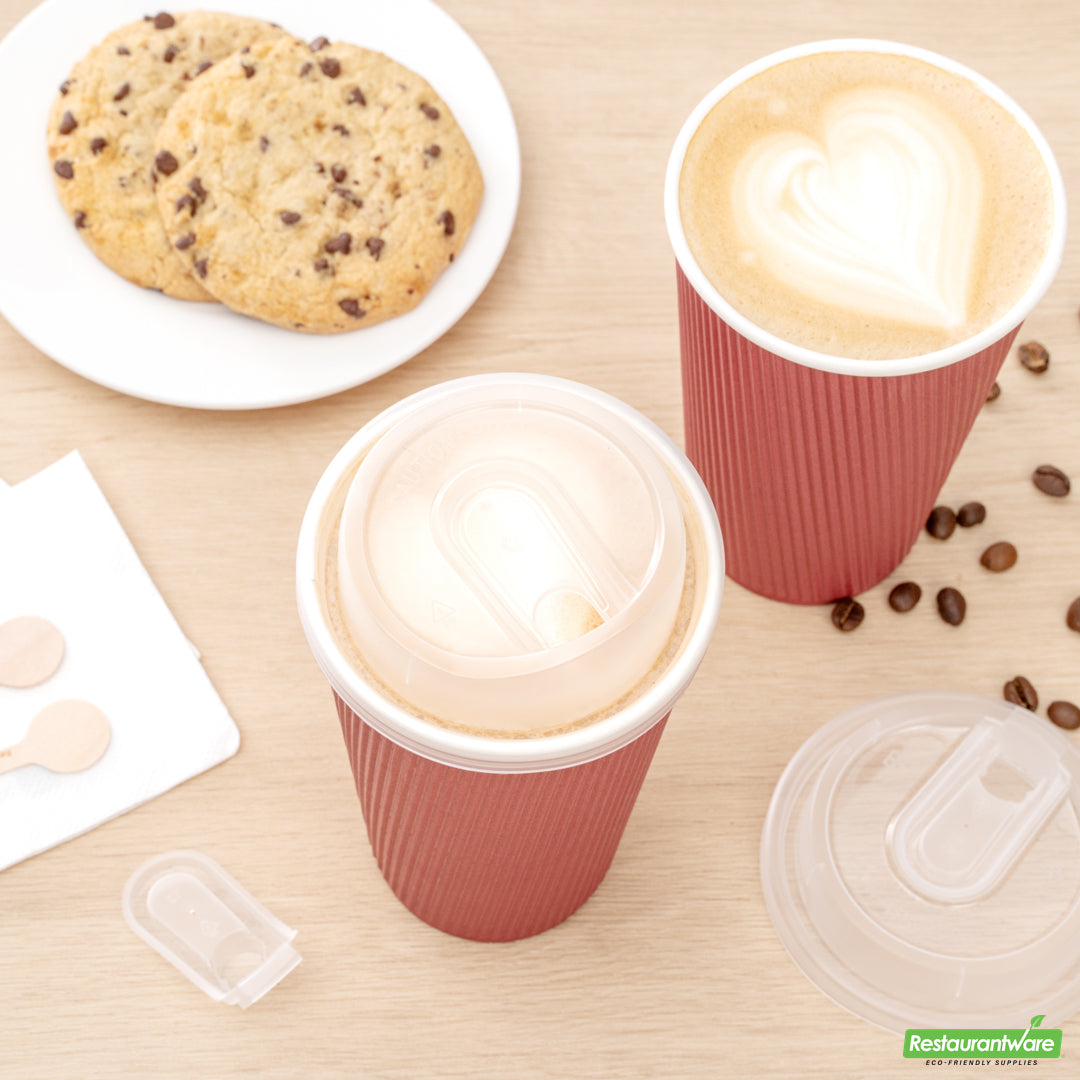 Wholesale Restaurantware Restpresso Clear Plastic Coffee Cup Lid - with Detachable Plug, Fits 8, 12, 16 and 20 Oz- Bulk