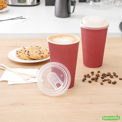 Wholesale Restaurantware Restpresso Clear Plastic Coffee Cup Lid - with Detachable Plug, Fits 8, 12, 16 and 20 Oz- Bulk