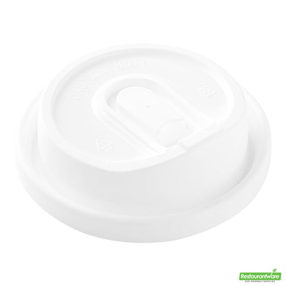 Wholesale Restaurantware Restpresso White Plastic Coffee Cup Lid - with Detachable Plug, Fits 8, 12, 16 and 20 Oz- Bulk