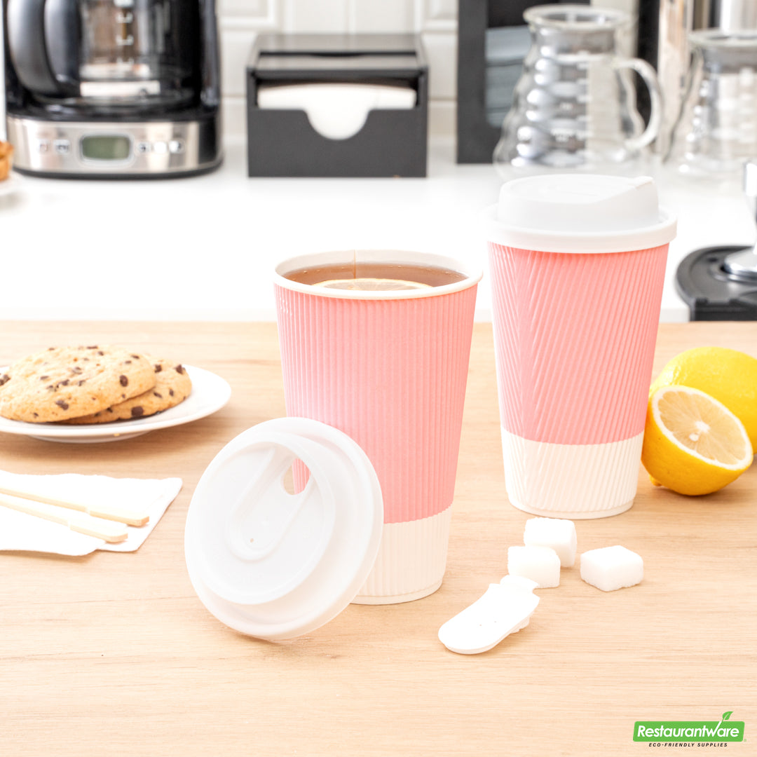 Wholesale Restaurantware Restpresso White Plastic Coffee Cup Lid - with Detachable Plug, Fits 8, 12, 16 and 20 Oz- Bulk