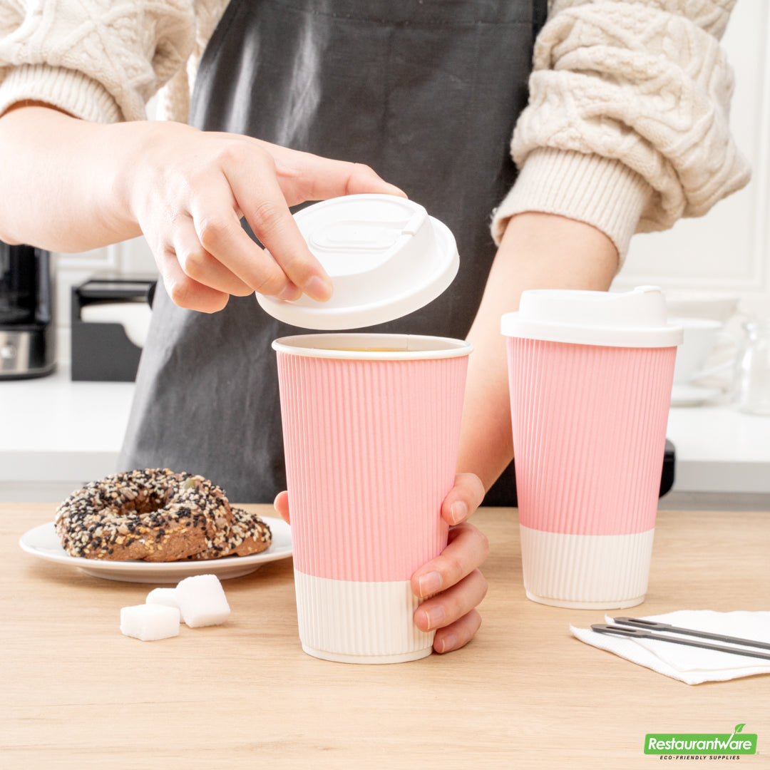 Wholesale Restaurantware Restpresso White Plastic Coffee Cup Lid - with Detachable Plug, Fits 8, 12, 16 and 20 Oz- Bulk