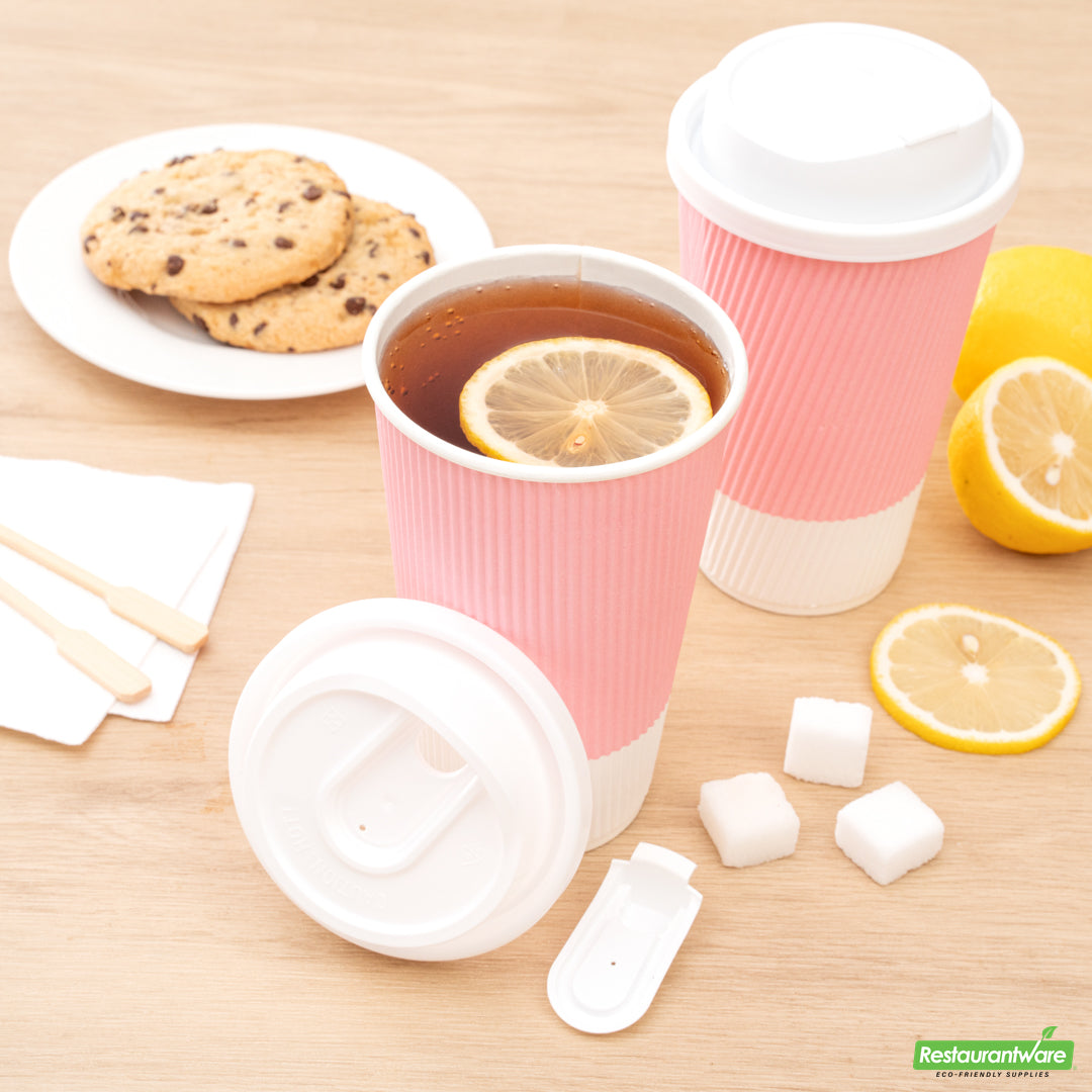 Wholesale Restaurantware Restpresso White Plastic Coffee Cup Lid - with Detachable Plug, Fits 8, 12, 16 and 20 Oz- Bulk