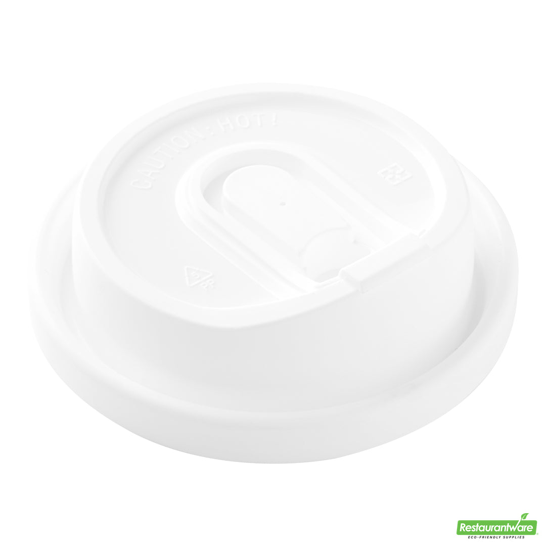 Wholesale Restaurantware Restpresso White Plastic Coffee Cup Lid - with Detachable Plug, Fits 8, 12, 16 and 20 Oz- Bulk