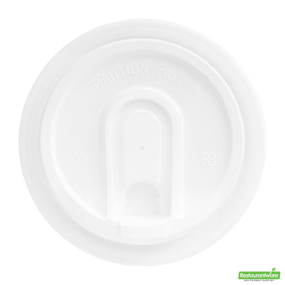 Wholesale Restaurantware Restpresso White Plastic Coffee Cup Lid - with Detachable Plug, Fits 8, 12, 16 and 20 Oz- Bulk
