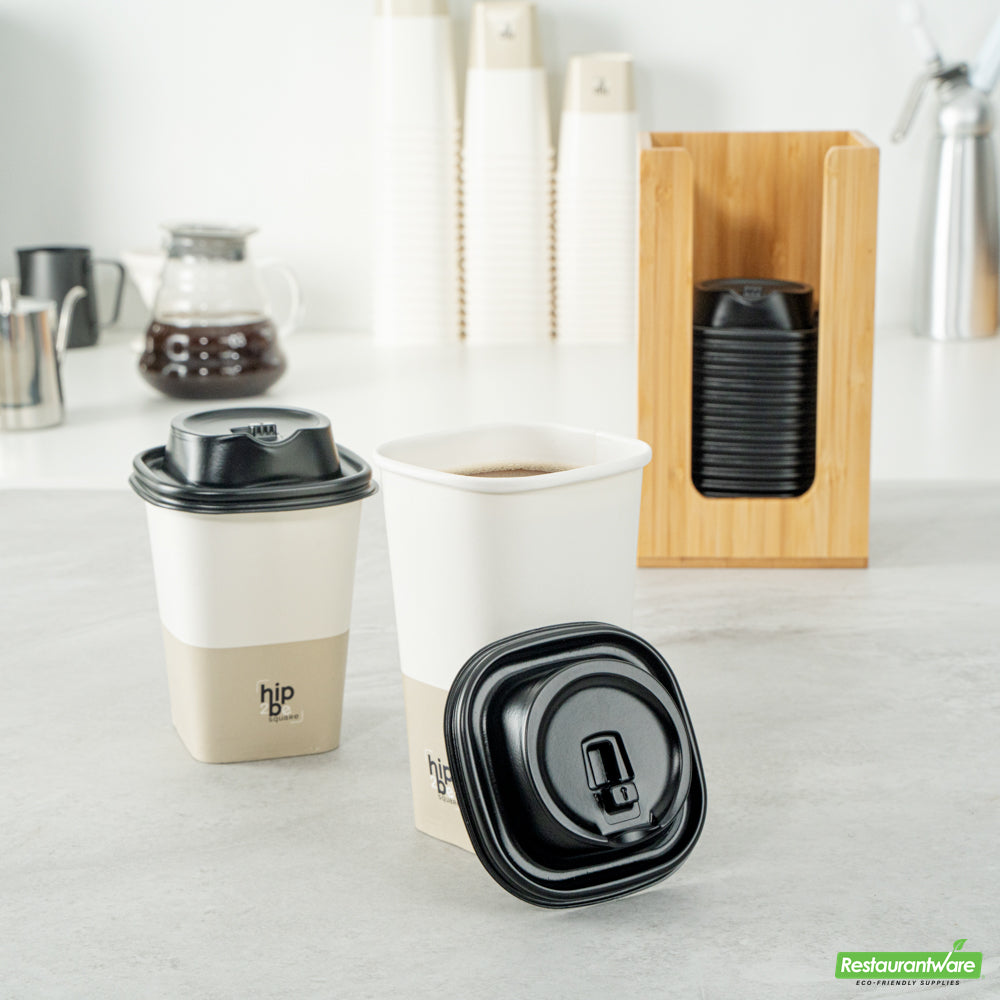 Wholesale Restaurantware Hip 2 Be Square Black Plastic Sippy Cup Lid - Fits 12, 16 and 22 oz- Bulk