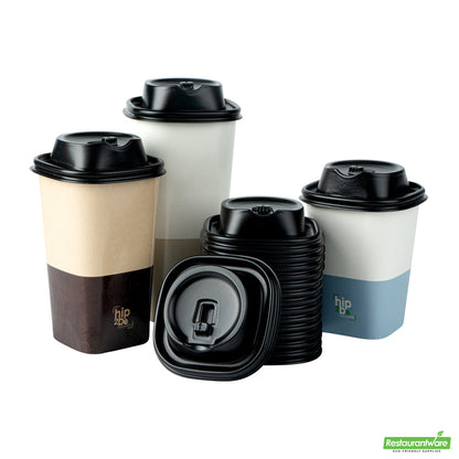 Wholesale Restaurantware Hip 2 Be Square Black Plastic Sippy Cup Lid - Fits 12, 16 and 22 oz- Bulk