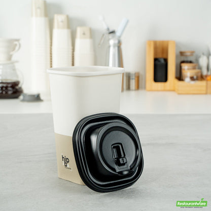 Wholesale Restaurantware Hip 2 Be Square Black Plastic Sippy Cup Lid - Fits 12, 16 and 22 oz- Bulk