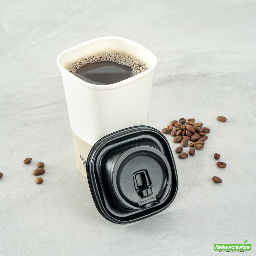 Wholesale Restaurantware Hip 2 Be Square Black Plastic Sippy Cup Lid - Fits 12, 16 and 22 oz- Bulk