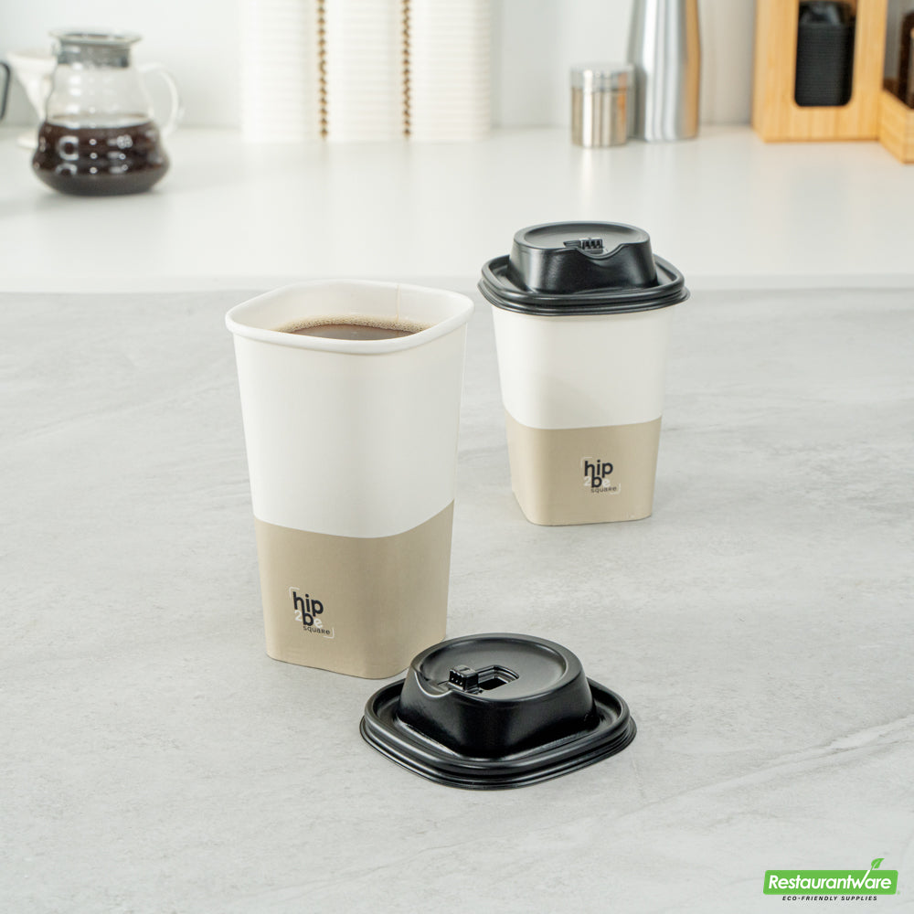 Wholesale Restaurantware Hip 2 Be Square Black Plastic Sippy Cup Lid - Fits 12, 16 and 22 oz- Bulk