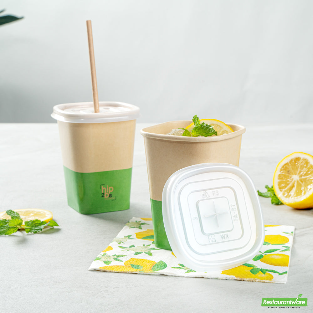 Wholesale Restaurantware Hip 2 Be Square Frosted Plastic Straw Lid - Fits 12, 16 and 22 oz- Bulk