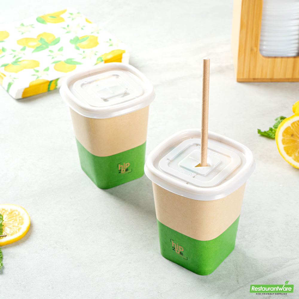 Wholesale Restaurantware Hip 2 Be Square Frosted Plastic Straw Lid - Fits 12, 16 and 22 oz- Bulk