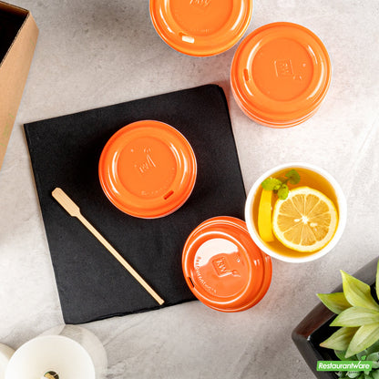 Wholesale Restaurantware Restpresso Glossy Tangerine Orange Plastic Coffee Cup Lid - Fits 8, 12, 16 and 20 oz- Bulk