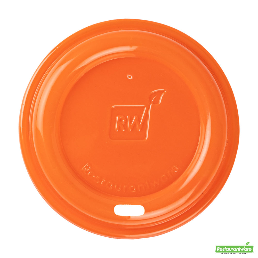 Wholesale Restaurantware Restpresso Glossy Tangerine Orange Plastic Coffee Cup Lid - Fits 8, 12, 16 and 20 oz- Bulk