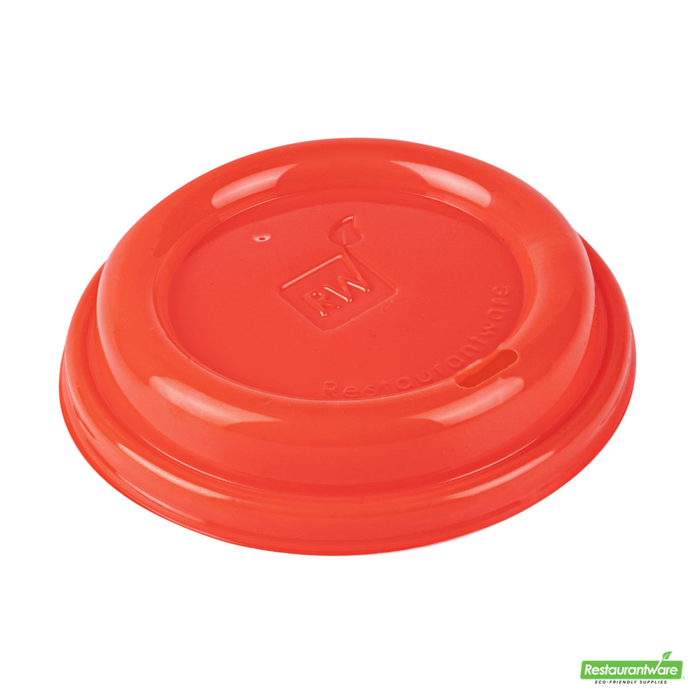Wholesale Restaurantware Restpresso Glossy Red Plastic Coffee Cup Lid - Fits 8, 12, 16 and 20 oz- Bulk