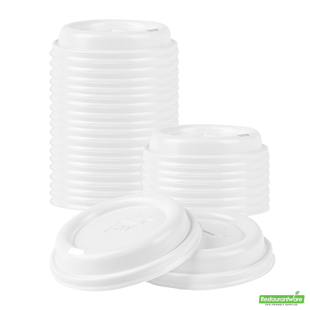 Wholesale Restaurantware Restpresso Glossy White Plastic Coffee Cup Lid - Fits 8, 12, 16 and 20 oz- Bulk