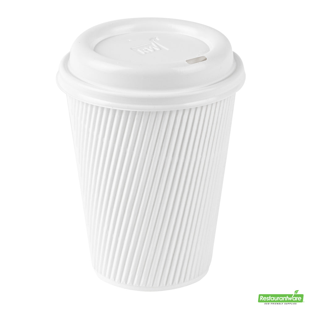 Wholesale Restaurantware Restpresso Glossy White Plastic Coffee Cup Lid - Fits 8, 12, 16 and 20 oz- Bulk