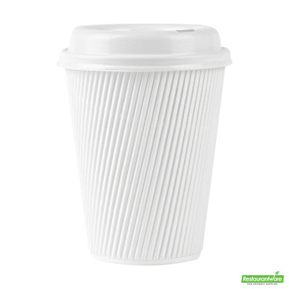 Wholesale Restaurantware Restpresso Glossy White Plastic Coffee Cup Lid - Fits 8, 12, 16 and 20 oz- Bulk