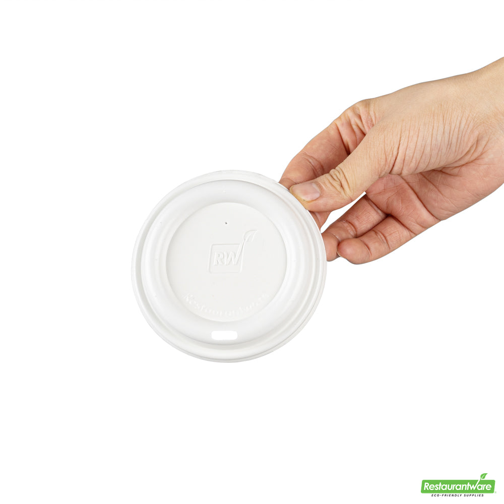 Wholesale Restaurantware Restpresso Glossy White Plastic Coffee Cup Lid - Fits 8, 12, 16 and 20 oz- Bulk
