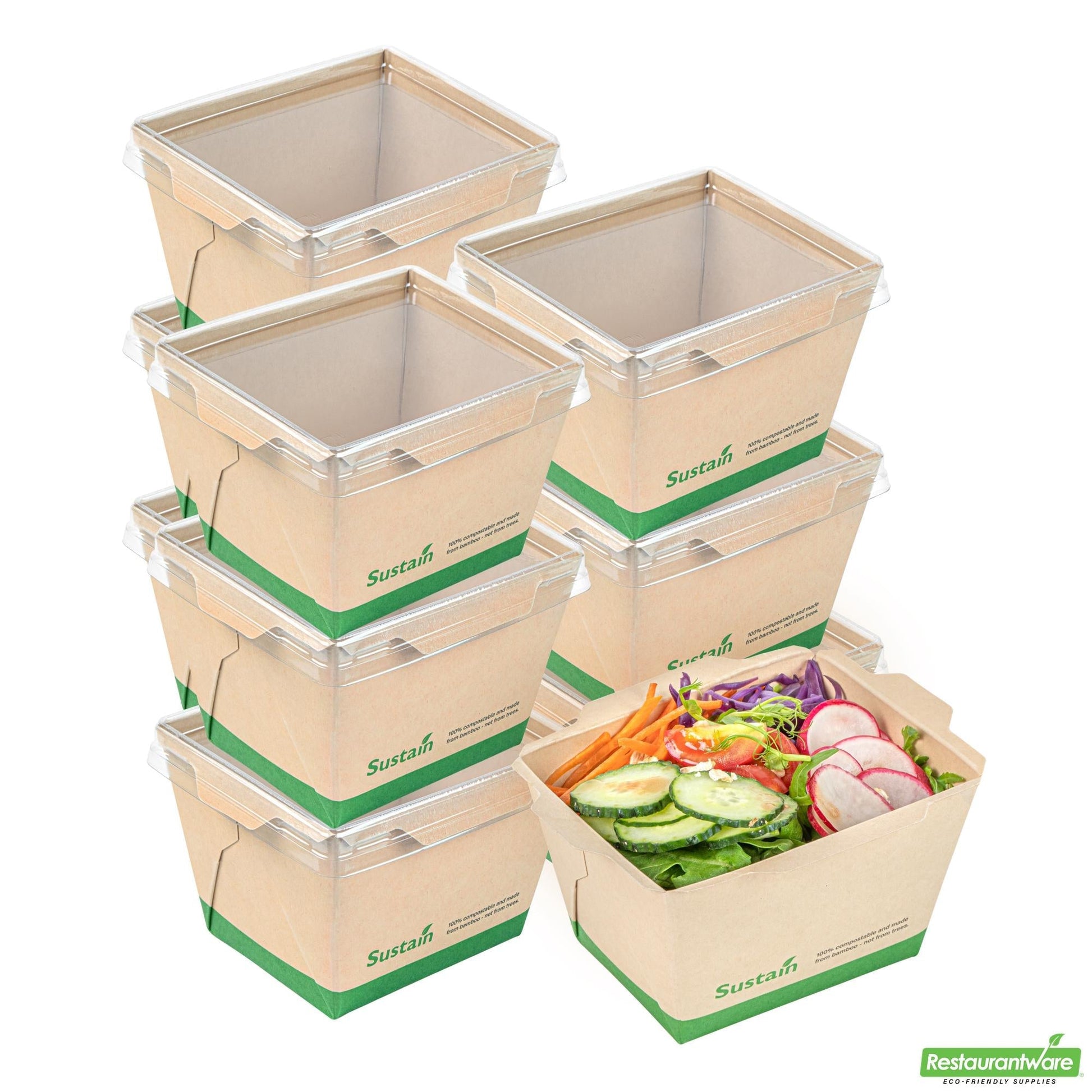 Wholesale Restaurantware 17 Oz Bamboo Paper Small Click Lock Container- Bulk