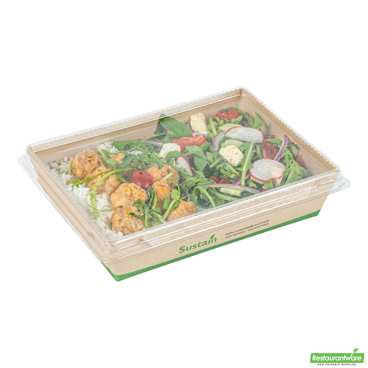 Wholesale Restaurantware 34 Oz Bamboo Paper Medium Click Lock Container- Bulk