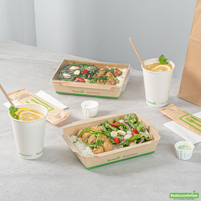 Wholesale Restaurantware 34 Oz Bamboo Paper Medium Click Lock Container- Bulk