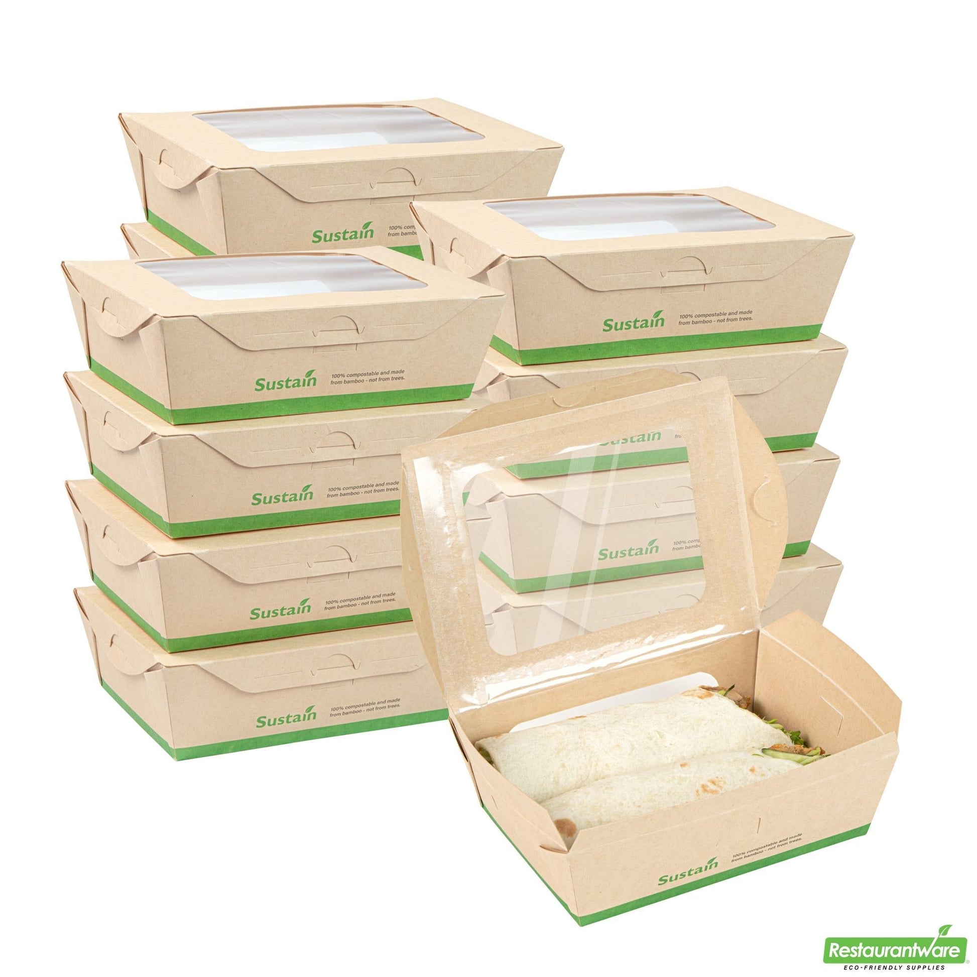 Wholesale Restaurantware 28 Oz Bamboo Paper Small Bio Lunch Box- Bulk